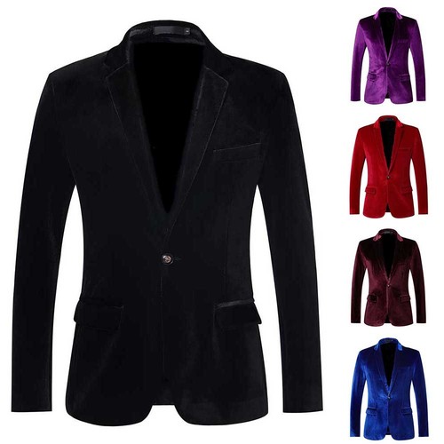 Men solid velvet wedding coat - solid,