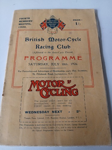 Brooklands programme 1926 - programme,