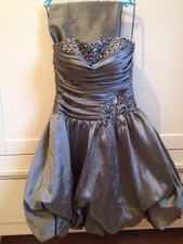 Yasmin Grey Silver Sequin Boobtube Bardot Strapless Skater Prom Occasion Dress