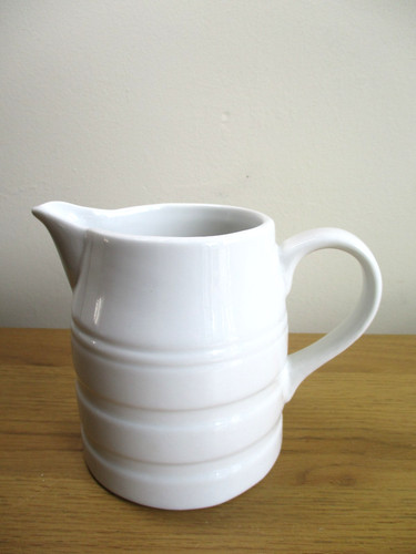 Vintage white banded churn - vintage,