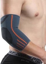 ELBOW SUPPORT, COMPRESSION SLEEVE, GRAY/ORANGE, 2 SIZES - TENNIS ELBOW/ARTHRITIS