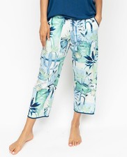 Cyberjammies Pyjama Bottoms Modal Women Blue Watercolour Cropped Jersey Pants