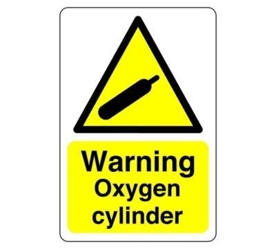 Warning oxygen cylinder - cylinder, sign