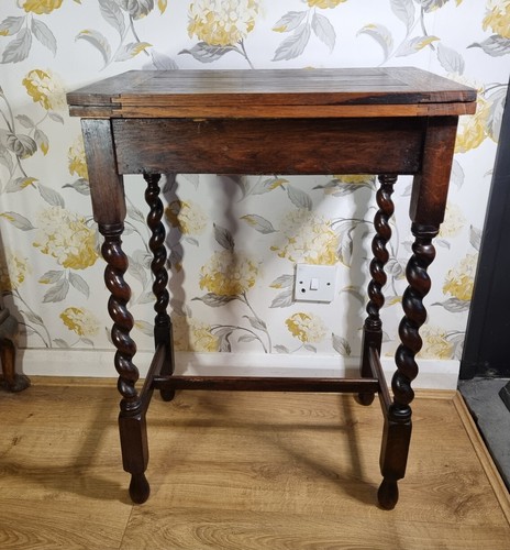 Antique oak side table folding - antique,