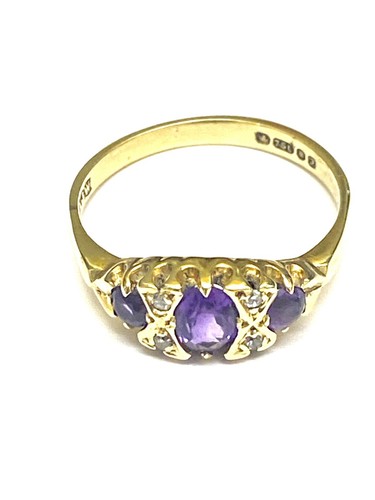 18ct gold amethyst diamond - amethyst, &