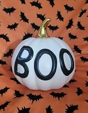 Halloween Pumpkin Ceramic Ornament White, Gold & Black Boo Tk Maxx 