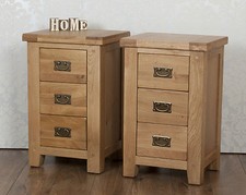 Pair Bedside Tables Oak Solid