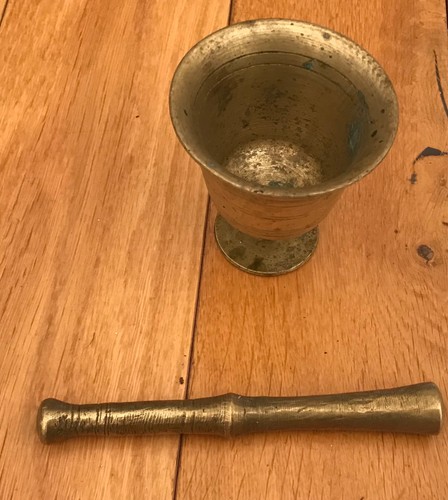 Vintage brass mortar and - brass,