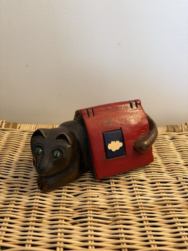 Hand painted wooden cat house - hand,