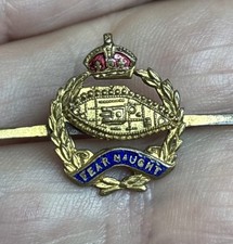 CWW2 British Royal Tank Regiment Enamelled Brass Sweetheart Bar Brooch-Motto+KC