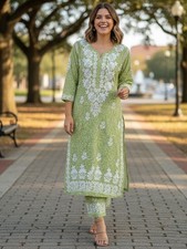 Green Mulmul Printed
