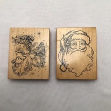 2 Vintage PSX Rubber Stamp K-292 SANTA CLAUS PORTRAIT K-1332 CHRISTMAS ANGEL