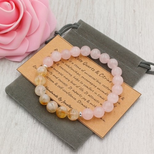 Rose quartz citrine bracelet - rose,