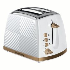 Russell Hobbs 2 Slice Toaster Wide Slots Textured Plastic Groove White 26391