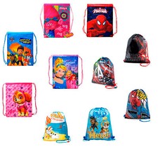 Kids Boys Girls Disney Drawstring Bag Gym Shoe Swim Nursery  PE School Backpack 