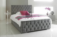 Diamond Upholstered White Bed
