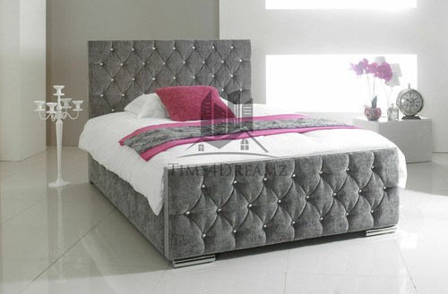 Diamond upholstered fabric bed - fabric,