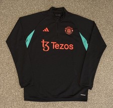 Manchester United Player Issue 1/4 Zip Adidas Training Top, Large, VGC