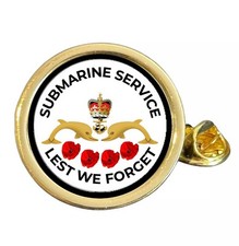 Submarine Service Lest We Forget  Gold Plated (GP23) Lapel Pin Badge in Bag