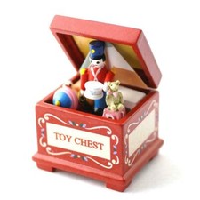 Dolls House Red Toy Chest Full