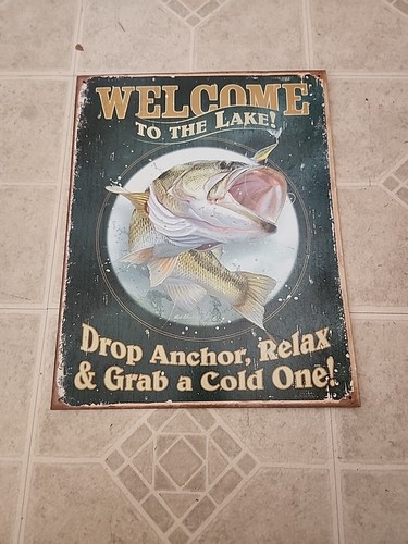 Welcome the lake - sign, boat
