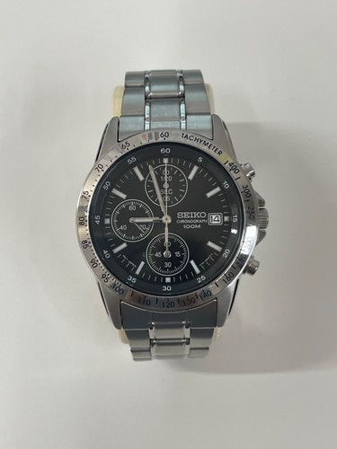 Seiko chronograph black silver - seiko,