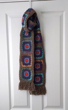 Granny Square Scarf Handmade Crochet Winter Warmer