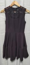 NEEDLE & THREAD Pure SILK Embroided Detail Brown Skater Dress UK8.  VGC