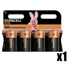 4 X DURACELL D SIZE PLUS POWER
