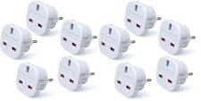 UK to EU Europe Power Adaptor Plug Converter Travel Adapter European 2 Pin 10 PK