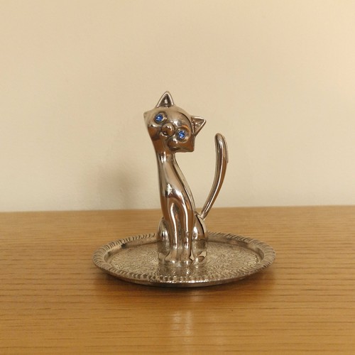 Silver plated vintage cat - plated,