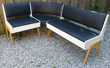 Mid Century Mod Corner bench kitchen seating storage white formica black vinyl