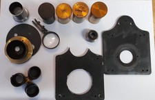 VINTAGE MICROSCOPE PARTS C. REICHERT BRASS LENS CASES etc.
