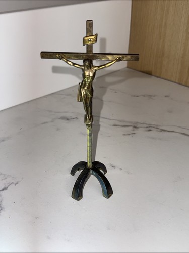 Vintage brass crucifix - vintage,