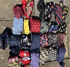 Job lot of 25 mens Novelty ties faults range of brands crafts material upcycle 7