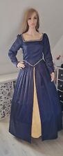 ‘Boleyn style' Midnight Blue Crepe backed Satin Tudor Gown in size 10