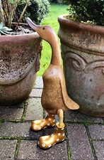 Best Quality Hand Carved Wooden Bamboo Root Duck With Welly Boots 45cm tall