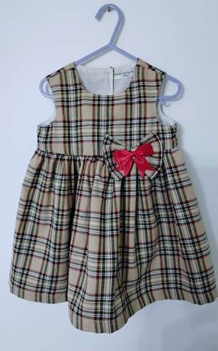 Hand made girls beige - beige, tartan