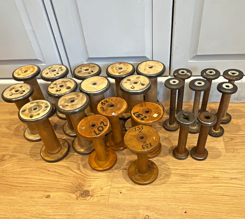 Vintage wooden textile bobbins - vintage,