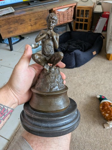 Bronze fisher boy statue - bronze,