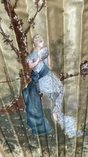 Important painted silk fan of
