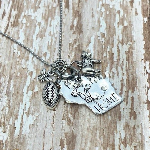 Wisconsin home necklace - home, cow
