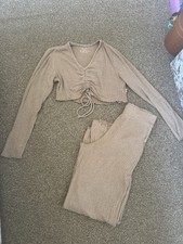 Primark love to lounge frill crop top and wide leg trouser pyjamas