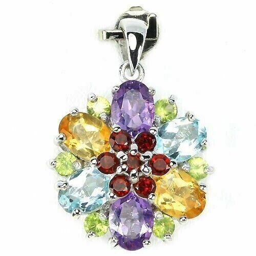 Silver pendant garnet amethyst - silver,