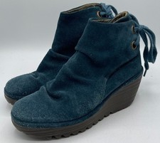 Fly London - Yuma Blue Suede Ankle Boots - UK Size 5.5