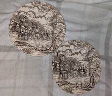 Vintage Royal Staffordshire Ironstone Brown Plates 25cms x 6