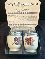 Royal Worcester set of 2 Egg Coddlers Boxed Porcelain Stunning Condition 