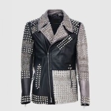 Men's Silver Studded Leather
