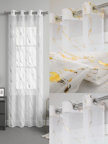 Voile curtain gold silver foil - voile,
