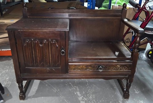 Vintage carved oak telephone - vintage,